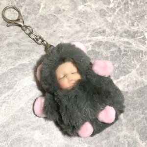 Fluffy Bear Fur Wrapping Baby Baby Keychain